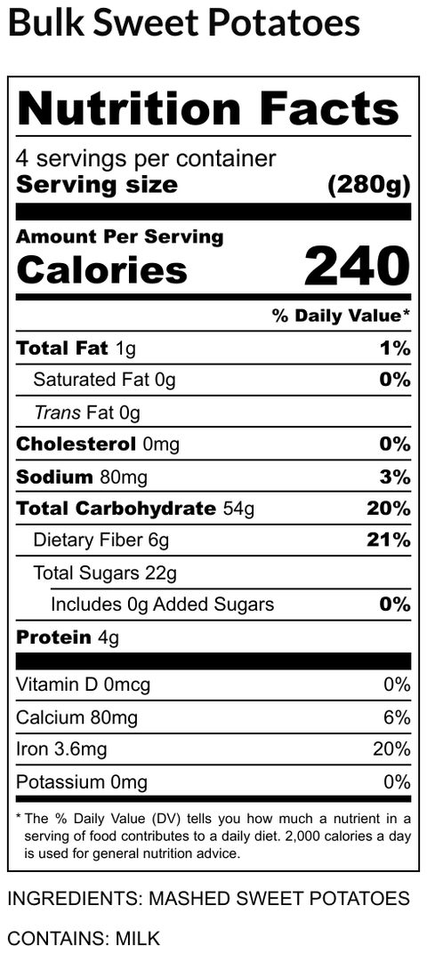 Bulk Sweet Potato Mash